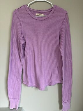 We The Free Lavender Waffle Long Sleeve Size M